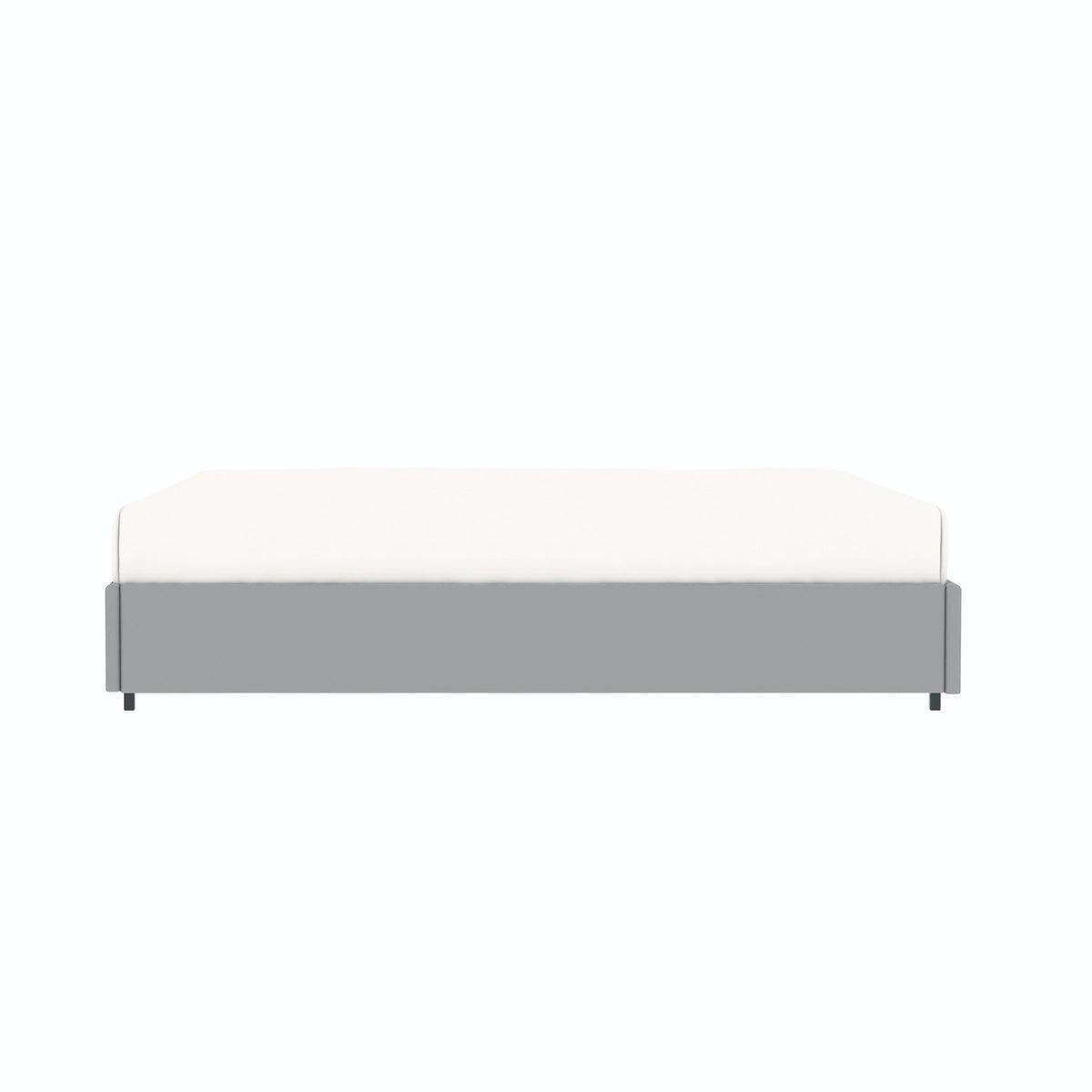 Vue de côté du lit coffre plateforme 140x190 cm velours gris LANCE avec matelas (non fourni)