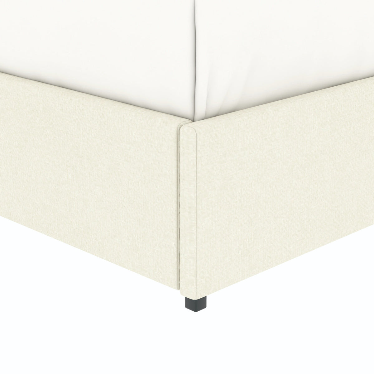 Détail du pied du lit coffre plateforme 180x200 cm velours beige LANCE