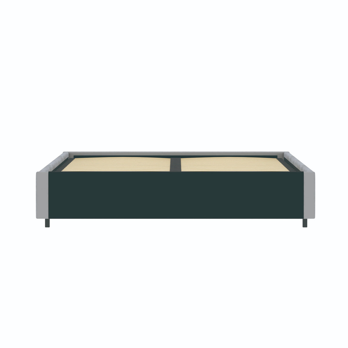 Vue de dos du lit coffre plateforme 140x190 cm velours gris LANCE