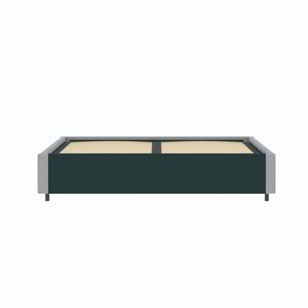 Vue de dos du lit coffre plateforme 160x200 cm velours gris LANCE