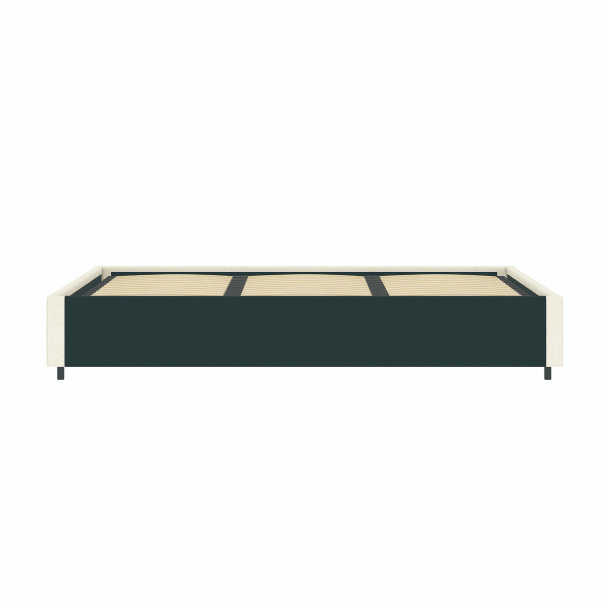 Vue de dos du lit coffre plateforme 180x200 cm velours beige LANCE