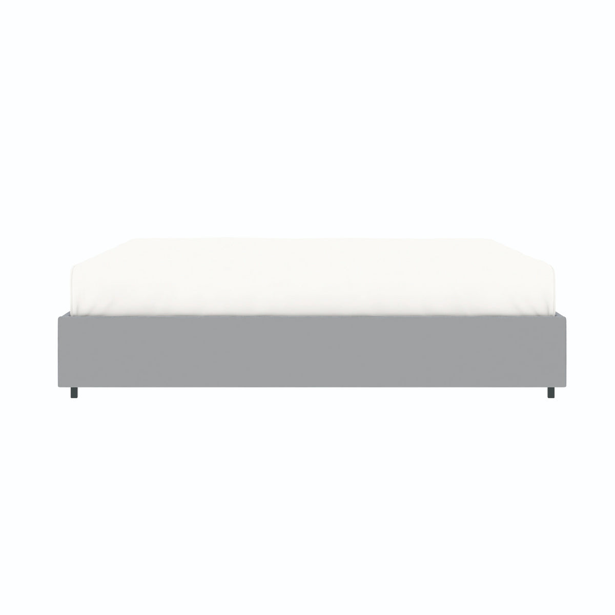 Vue de côté du lit coffre plateforme 180x200 cm velours gris LANCE avec matelas (non fourni)