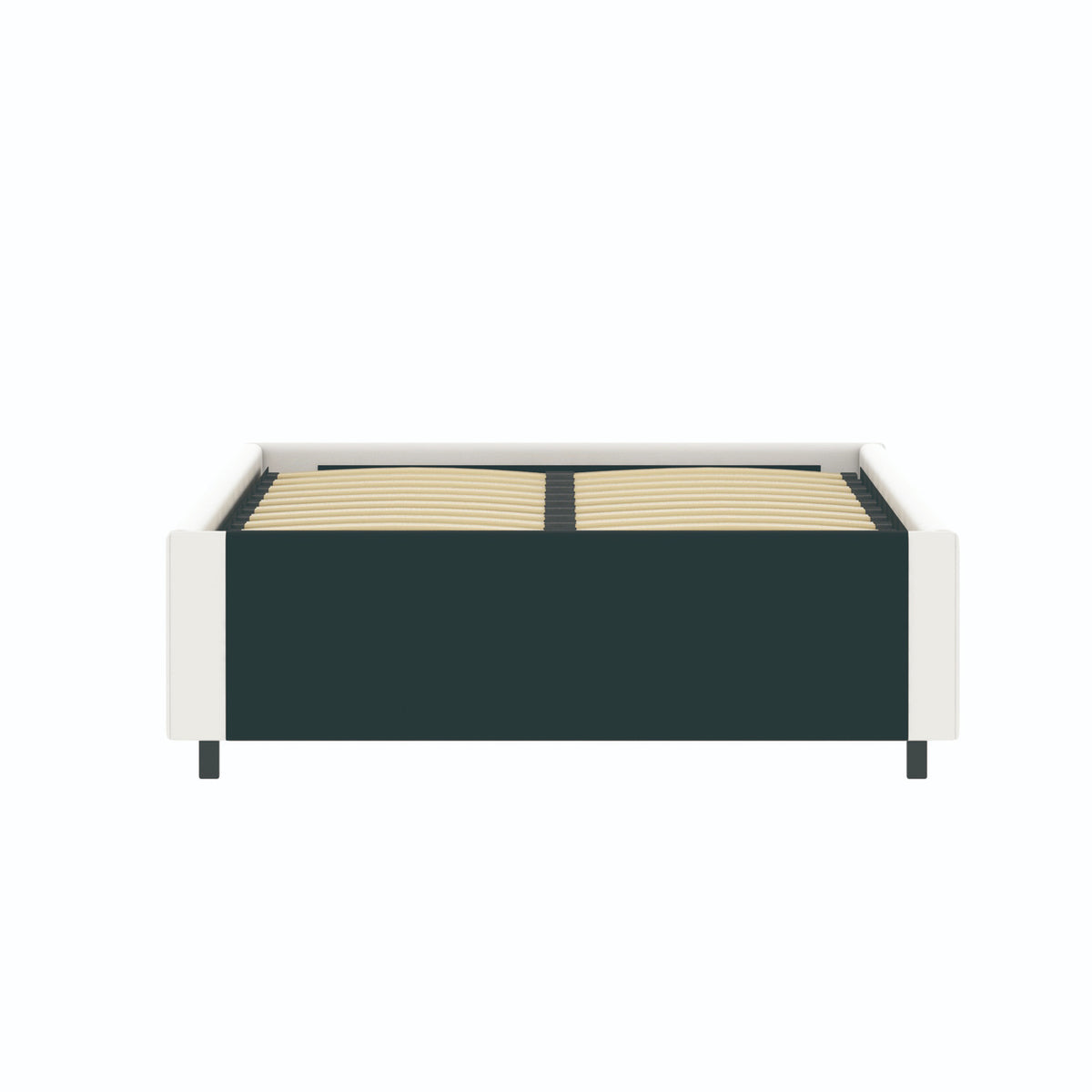Vue de dos du lit coffre plateforme 90x190 cm PU blanc LANCE