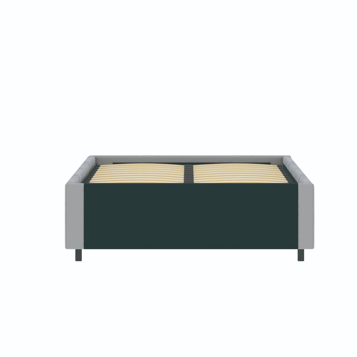 Vue de dos du lit coffre plateforme 90x190 cm velours gris LANCE